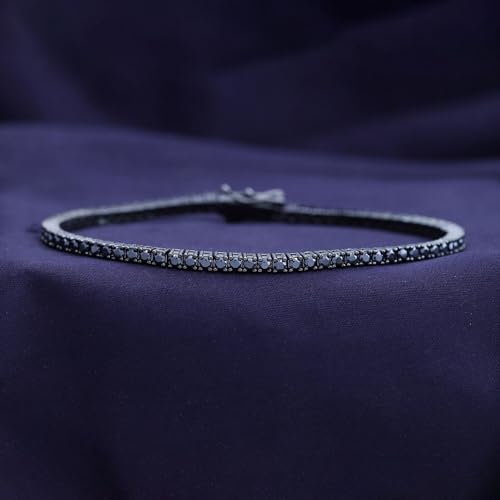 Black Moissanite Tennis Bracelet for Women, 18K Gold Plated 2.5MM Stacking Dainty Wedding Bracelets for Brides4