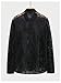 WDIRARA Men's Sexy Lace Button Down Shirts See Through Long Sleeve Collared Tops Party Clubwear Black Large