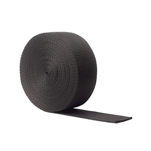 Image of Realm Heavy Duty Polypropylene Webbing Strap Tape for Backpacks, Rucksack, Luggage/Cargo Strapping, Luggage - 5 Metres (Black, 50mm)