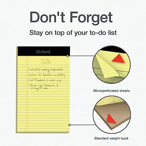 Oxford Legal Pads, 5 x 8 Inch, Narrow Ruled, Yellow Paper, 50 Sheets per Pad, 12-Pack Notepads for Lists, Notes, and Daily Tasks, Compact Size, Double-Sided Writing Pages image 2