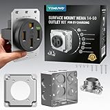 Yomiuwo Nema 14-50 EV Outlet (Surface Mount Kit) 50 Amp EV Charging Receptacle Heavy Duty,2.42' Diameter, U-Shaped Brass Clamp -Industrial Grade, 3-Pole 4-Wire Grounding, 50A 125/250V, ETL Listed