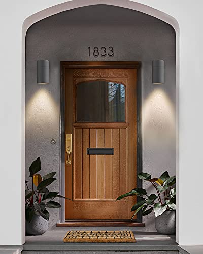 Image of Ken & Ricky Modern Outdoor Wall Sconce Lights,Cylinder，Black ，4 Pack