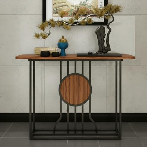 Image of Accent Table, Side Table, Small end Table, and Rectangular Bedside Table with Contemporary Home Accents for The Living Room, Bedroom, Office, and Console Table (Black Brown)