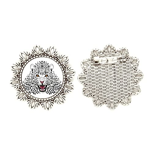 Broche de plata con cabeza de tigre mediano pin de joyería animal para abrigos