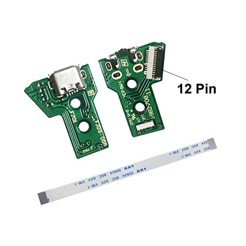 Rinbers Usb Charging Port Charger Socket Circuit Board Jds-050 Fjds-055 For Sony Playstation Ps4 5Th Gen Controller With 12 Pin Cable #TOP3