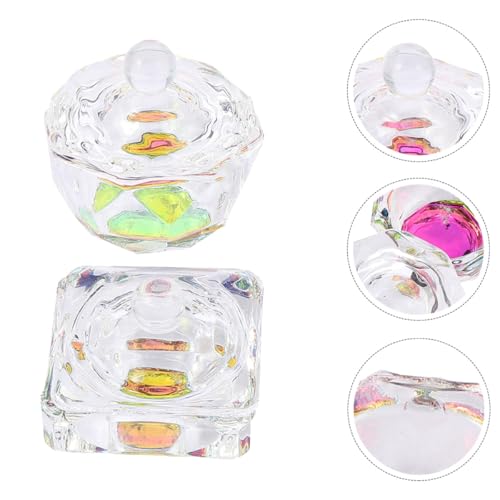 Jojofuny 2 piezas vasos de cristal para arte de uñas miniatura 5