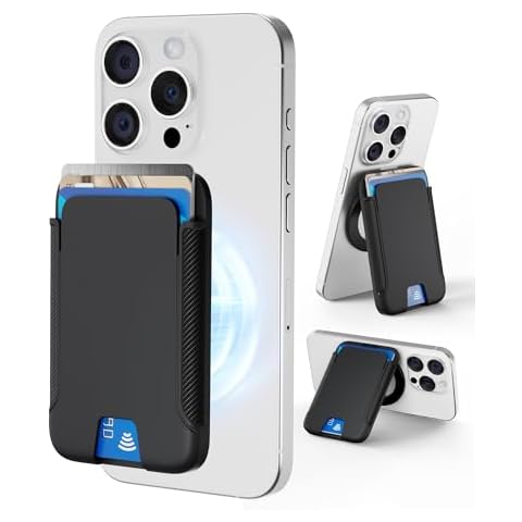 Senose Phone Card Holder Magnetic Compatible for Magsafe Wallet, Phone Wallet with Adjustable Stand, Mag-Safe Magnet Wallet Compatible with iPhone 15/14/13/12 Series, 3 Cards Holder Cover