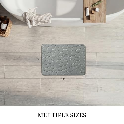 Image of YIHOUSE Memory Foam Bath Mat Cobblestone Bathroom Rugs Super Water Absorbent Bath Mats for Bathroom Machine Washable Bath Rugs(17x24,Light Gray)
