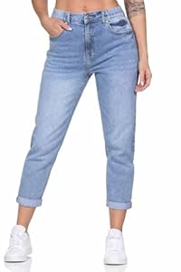Hailys Damen High Waist Ankle Mom Jeans Mi44rell knöchellange Jeanshose KAX-2102057-1A LBlue S