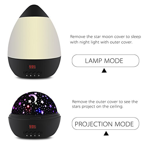Kids Night Light, 360° Rotating Starry Night Light Projector for Baby, Star Projector Night Lamp for Kids Bedroom Christmas Lights Decoration- White