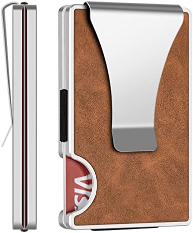 Minimalist Wallet for Men, RFID Credit Card Wallet with Money Clip, Small Front Pocket Wallet Aluminum Card Holder as Gift