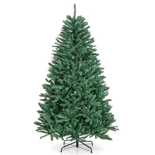 COSTWAY Albero di Natale 180/225/275 cm, Albero di Natale Artificiale con 1355/2254/3594 Rami e Base in Metallo, Albero di Natale Realistico e Denso per Casa, Ufficio e Negozio, Verde (180 cm)