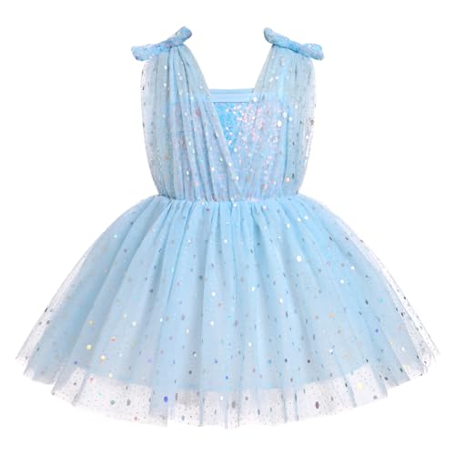 Image of Toddler Baby Girls Tutu Dress Sleeveless V Neck Sparkle Sequins Glitters Princess Tulle Birthday Party Dress