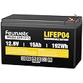 Feuruetc 12V 15Ah Deep Cycle LiFePO4 Battery, 3000+ Cycles, Maintenance-Free Battery for Fish Finder, Scooter, Security System, Solar System, UPS etc Rechargeable Lithium Iron Phosphate
