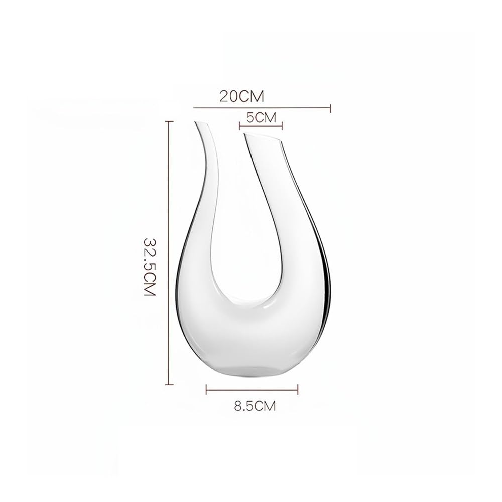 birene Decanter Decanter for Vino in Vetro a Forma di U, caraffa con aeratore Curvo, Articoli da Bar for cene di degustazione a casa