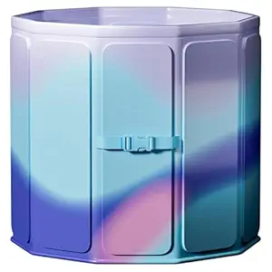 HANNEA Easy Bath Tub 27.5 Inches PVC Leakproof Bath Tub with Drain-pipe Quick Unfold Bath Tub Ice Bath Tub for Cold Water Therapy Sitting Bath Bucket for Adults