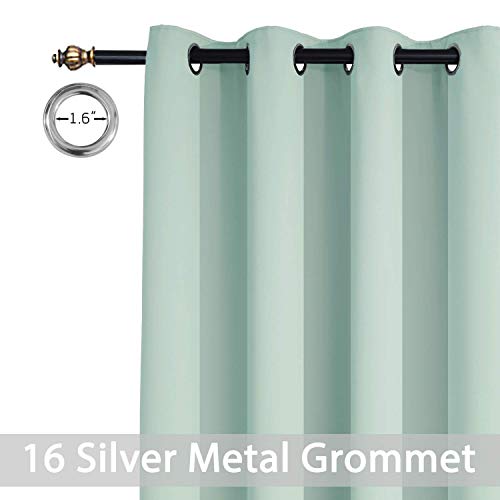 Yakamok Extra Wide Blackout Curtain for Sliding Glass Door, Grommet Thermal Insulated Room Divider Curtain 100W x 84L inch, Room Darkening Patio Curtain,8.3ft Wide x 7ft Tall, 1 Panel,Aqua