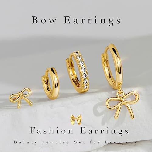 Image of Small Gold Huggie Hoop Earrings Set for Women Men Hypoallergenic 14K Plated Stack Cartilage Earrings, Sterling Silver Multiple Piercing Lightweight Mini Thin Cute Dainty Trendy Jewelry Gifts for Women