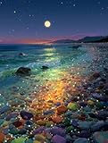 Liguolnn Luna de playa 5D Kit Diamond Painting Cuadrado, Pintura de Diamantes Cuadrada, Completo Taladro Dibujo Manualidades, Adultos Niños Divertido Art Bricolaje, Decoración Hogar 20x30cm H-306