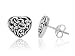 925 Oxidized Sterling Silver Filigree Heart 10 mm Post Stud Earrings