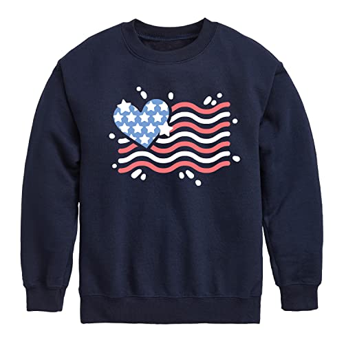 Instant Message - 4th of July - American Flag Heart - Toddler & Youth Crewneck Fleece Sweatshirt
