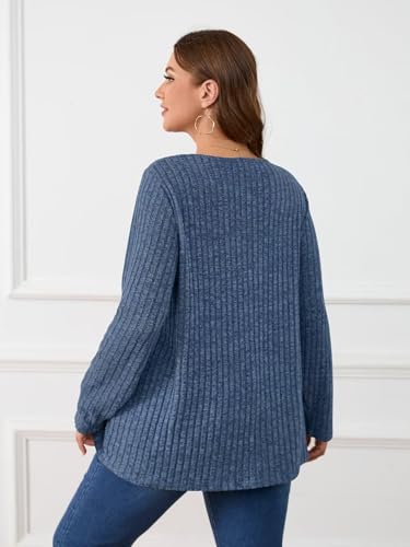Image of BELAROI Womens Plus Size Sweaters V Neck Fall Tunic Top Pullover Shirts