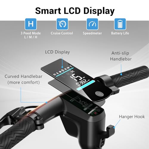 SISIGAD Electric Scooter Adults Peak 500W Motor,Long Range Scooter Electric for Adults,8.5\" Solid Tires,19 MPH Top Speed Portable Commuting E-Scooter with Double Braking System,Black - Thumbnail 5