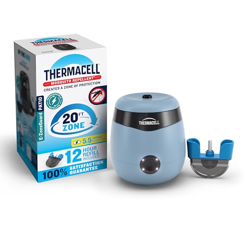 Thermacell E55 E-Series Rechargeable Mosquito Repeller with 20' Mosquito Protection Zone; Blue; Includes 12-Hr Repellent Refill; Bug Spray Alternative; Scent Free; No Candle or Flame