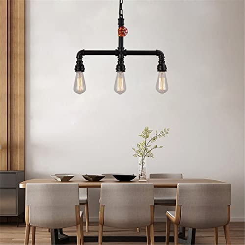 Lámpara colgante de 3 luces estilo industrial retro y forma de tubería de agua para techo 6