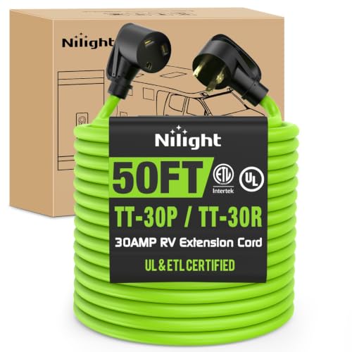 Image of Nilight 50FT 30 Amp RV Extension Cord 10 /3 Gauge Pure Copper TT-30P TT-30R