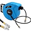 Bakaji Avvolgitubo Aria Compressa con Tubo 10 mt Attacco 1/4" Fissaggio a Parete Muro Sistema blocco automatico, Salvaspazio Accessorio Compressore Aria compressa Pressione Max 12 Bar