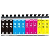 akaca 18XL Cartouches d'encre Compatibles avec EPSON 18 18XL (3 Noir, 3 Cyan, 3 Magenta, 3 Jaune), pour Expression Home XP-205 XP-215 XP-225 XP-302 XP-305 XP-402 XP-405 XP-412 XP-422