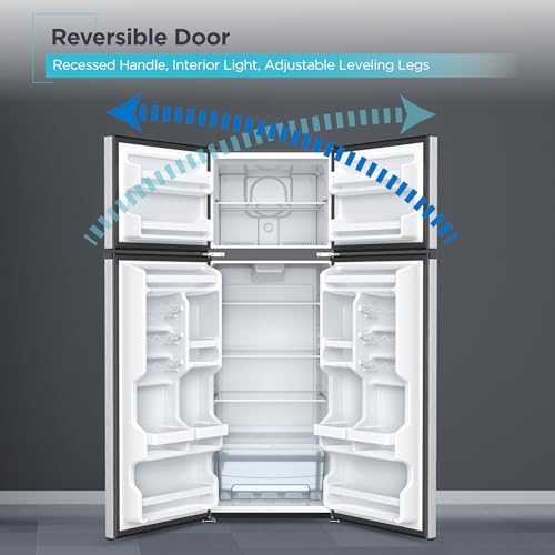 Image of BLACK+DECKER 12 Cu. Ft. Top Mount Refrigerator with Freezer, 2 Door Fridge with Top Freezer and Adjustable Temperature Control, For Homes and Apartments, BDA12GLAS, Stainless Steel Look