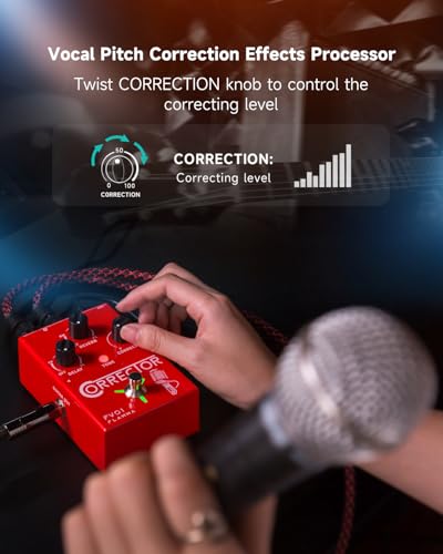 Image of FLAMMA FV01 Vocal Effects Processor Pitch Correction Voice Pedal Vocal Stompbox Microphone Amplifier for Singer Live Singing Streaming Recording with Delay Reverb Acoustic Guitar Playing