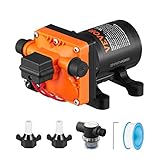 VEVOR Water Diaphragm Pump, 12V DC, 3.5 GPM Flow, 55 PSI Rated Pressure (40-80 PSI Adjustable), 1/2' MNPT Self Priming Sprayer Pump with Pressure Switch for RV Camper Marine Boat Lawn, FCC Certified
