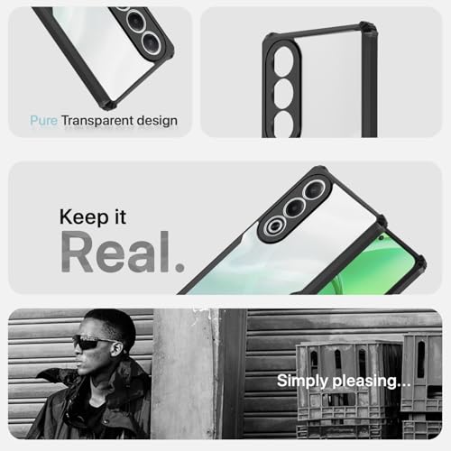 Image of Pikkme Crystal Clear Transparent Back Cover | Ultra Hyrbid | Full Camera Protection | Raised Edge | Bumper Case for Oppo K12x 5G (Black)