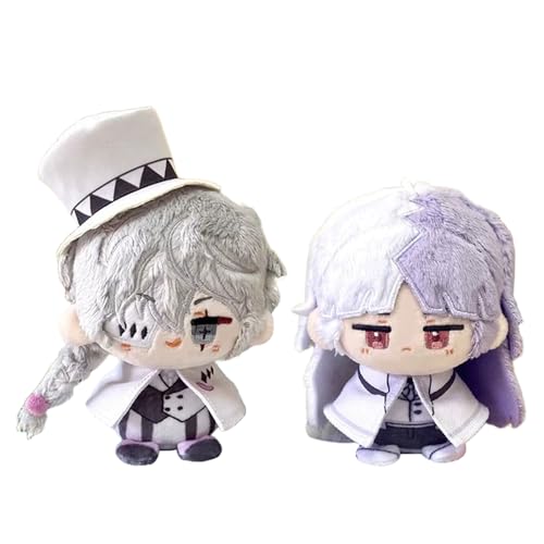 YLEAFUN 2pcs BSD Sigma Nikolai Gogol Figure Anime Soft Stuffed Throw Pendent Sitting Figurine Cute Bags Charm Keychain Gifts 12cm