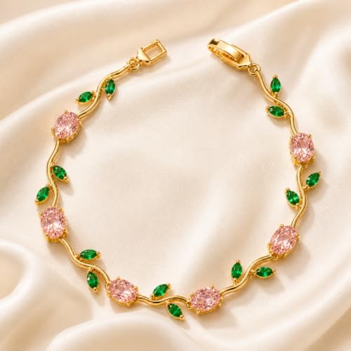 Image of SALTY Tulip Bracelet for Women Anti Tarnish | Fancy Floral Bracelet | Jewellery Gifts | Hand Band | Fashion Accessories for Girls | Minimal Jewelry Design | Gift for Rakhi | Gift for Diwali, Christmas, Marriage, Birthday