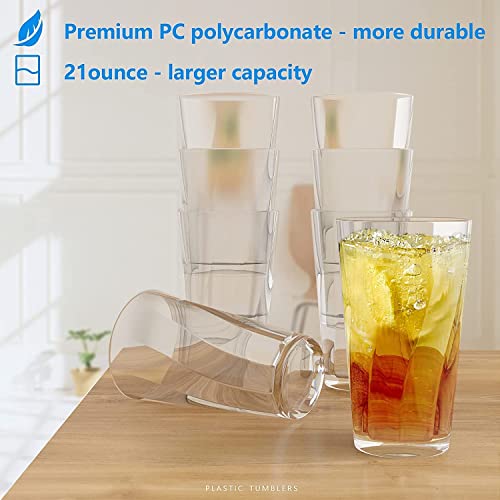 Wanchiy 600Ml Plastic Tumblers Set Of 8, Drinking Glasses, Reusable Plastic Cups, Juice Glasses, Highball Water Glasses, Stackable, Bpa-Free, Shatter-Proof, Dishwasher-Safe #TOP1