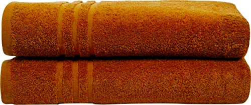 Textile Do Pack of 2 Large Jumbo Bath Sheets (75 x 150 cm-500 GSM) 100% Egyptian Cotton Super Soft Big Bath Sheet Towel Set Body Wrap (Orange