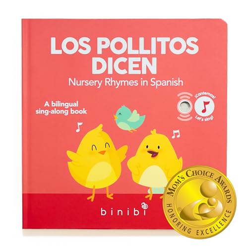 Image of Binibi Spanish Musical Book for Babies & Toddlers 1-3 Los Pollitos Dicen & Other Nursery Rhymes | Spanish Learning for Kids | Bilingual Children's Book | Libro en español para bebés