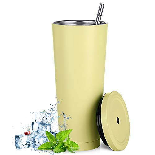 Aiboria Vaso de viaje de 750 ml, fino, con tapa, aislamiento al vacío, doble pared de acero inoxidable 18/8 para café…