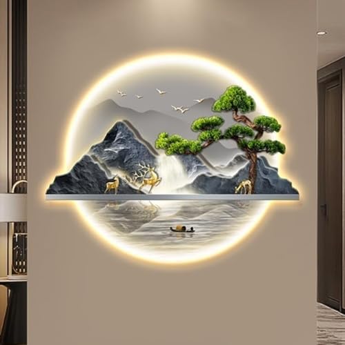 Arte de pared 3D con iluminación LED, escultura moderna para decoración del hogar y la oficina