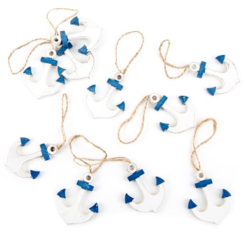 Décorations Ancre à Suspendre en Bois, Lot de 10: Mini Ancres déco Marine, décoration Plage et mer, décoration Table thème Marin, déco intérieure Bord...