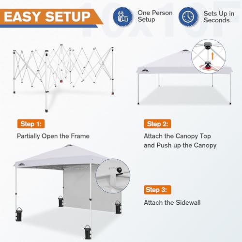 EAGLE PEAK Commercial Canopy 10x10 Pop Up Canopy Tent with 1 Sidewall, Easy Setup Heavy Duty Instant Event Shelter for Vendors & Markets, Outdoor Sun Shade, White by EAGLE PEAK - Image 7