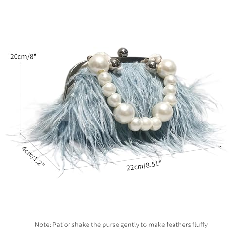 Bolso de mano vintage de plumas de avestruz para mujer miniatura 4