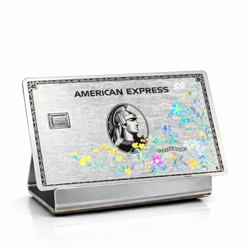 Premium Metal Laser Etching Engraved American - Express Floral Credit Card Silver, 304 Stainless Steel Customizable Personalized Collectible Card for International Airports VIP Lounge Access