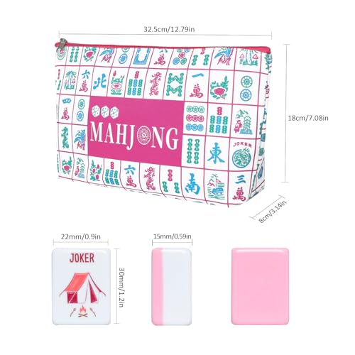 Set de Mahjong Americano Grabado Rosa con Bolsa miniatura 2