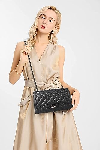 Image of Gladdon Quilted Crossbody Purse for Women Trendy Shoulder Bags | Stylish Shoulder Purse,Quilted Pattern,Structured bag,Chain Strap,Spacious Enough,Casual and Dressy Outfits,Any Occasion