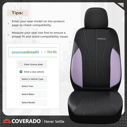 Image of Coverado Car Seat Covers, Waterproof Seat Covers Full Set, Automotive Seat Covers 5 Seats, All-Weather Purple Leather Car Seat Protectors Universal Fit for SUVs Trucks Sedans